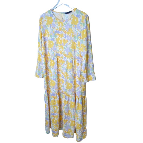 ASOS Curve Dresses & Skirts - ASOS Design Curve Prairie Cottage Floral Maxi Dress Romantic Yellow Purple 14